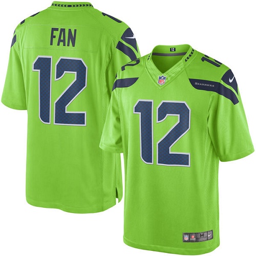 Men's Limited 12th Fan Nike Jersey Green - Rush NFL Seattle Seahawks